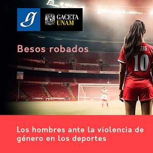 Mujer futbolista de espalda, logo Gaceta UNAM y título del recurso