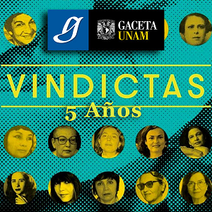 Rostros de mujeres, logo de gaceta UNAM y título del recurso